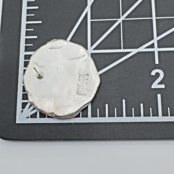 Vintage French Designer BICHE de BERE Brutalist Modernist Silver Tone Earrings - Picture 5 of 5